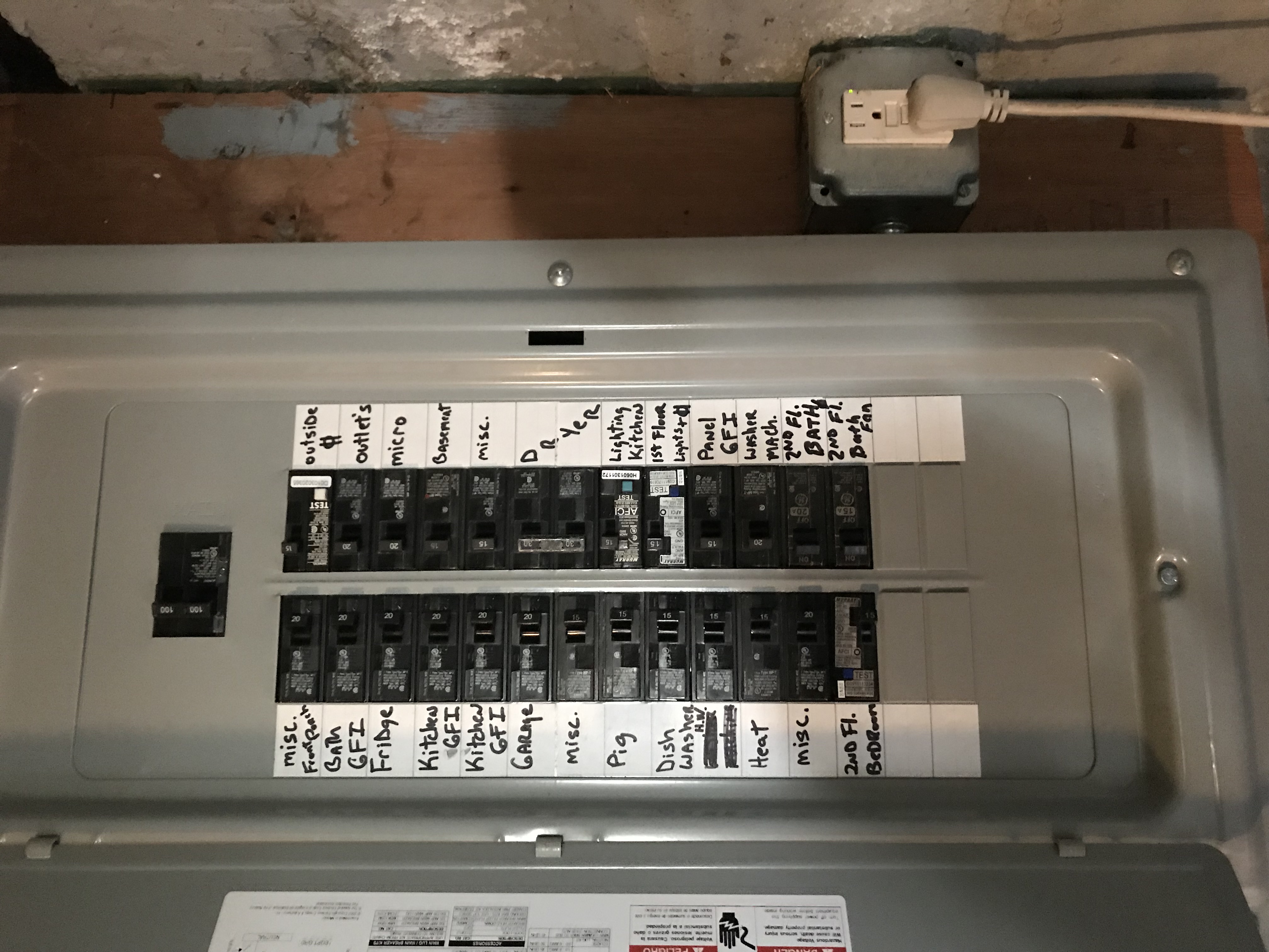 A close up of an electrical panel with wires attached to it